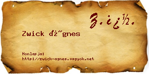 Zwick Ágnes névjegykártya