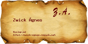 Zwick Ágnes névjegykártya